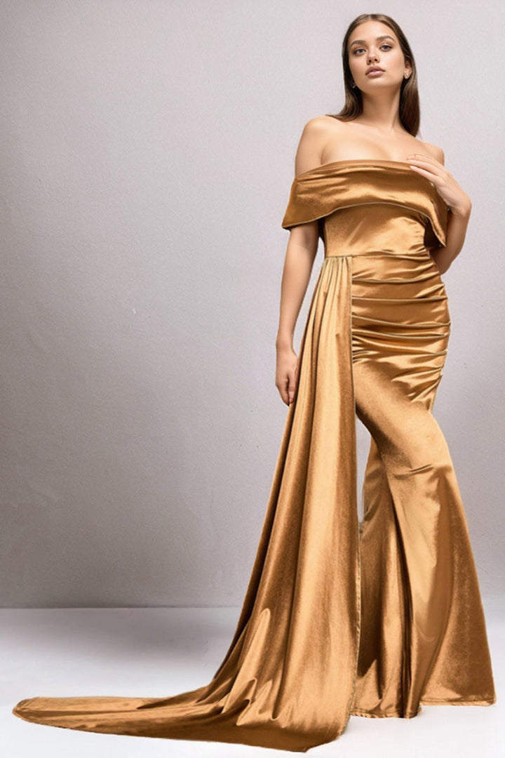 LUNEÁ | Amalia Off-Shoulder Silk Dress