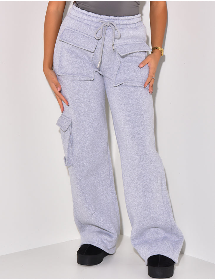 Fleece Jogging Pants with Cargo Pockets