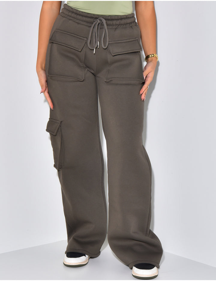 Fleece Jogging Pants with Cargo Pockets