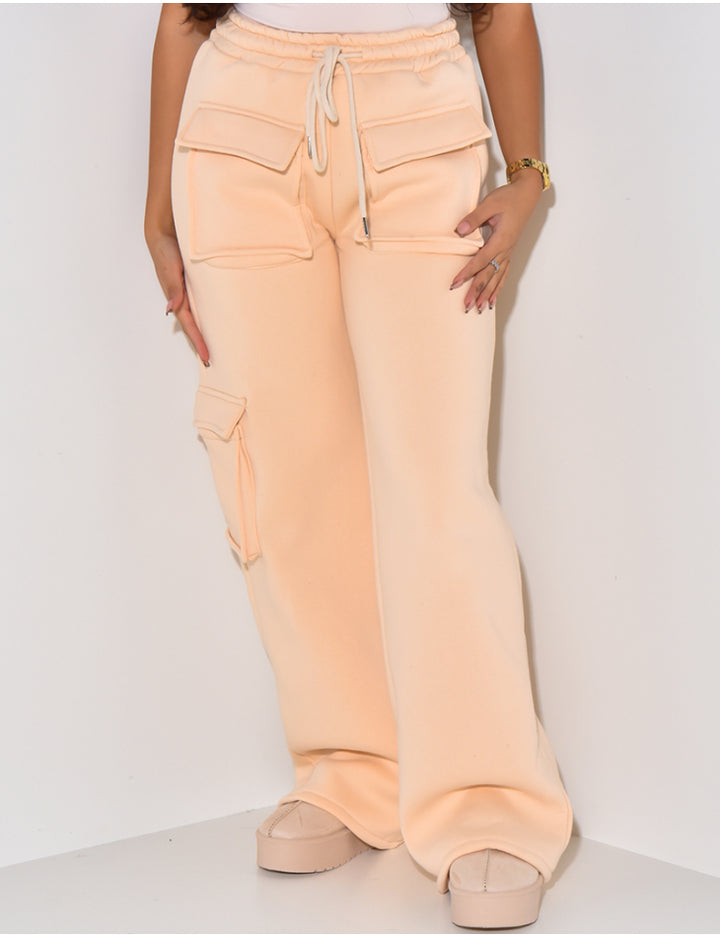 Fleece Jogging Pants with Cargo Pockets