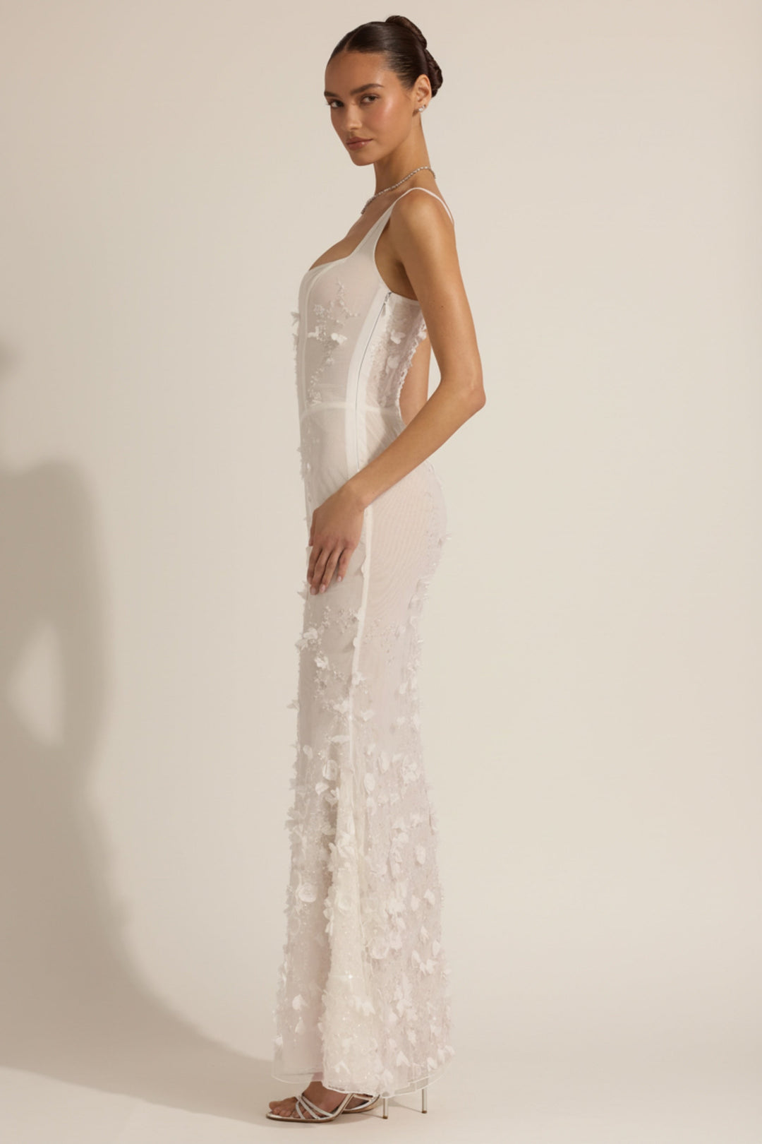 LUNEÁ - Embellished Fishtail Corset Gown in White