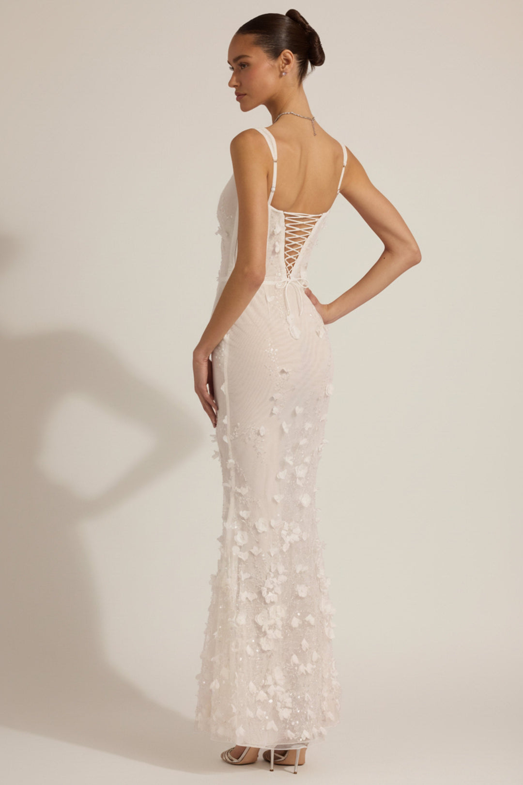 LUNEÁ - Embellished Fishtail Corset Gown in White
